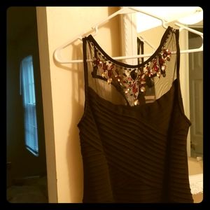 Midi body con dress with gem appliques